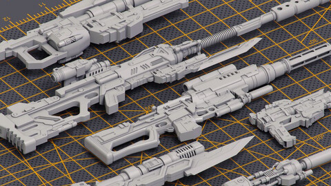 Mech Warrior Hard Surface Rifles By Visual FX