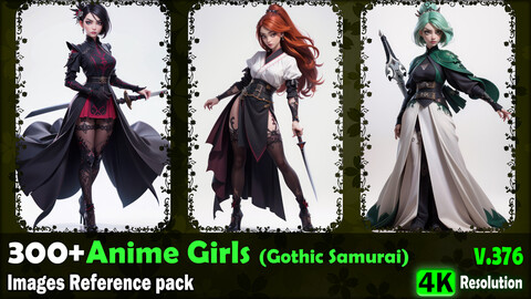 300+ Anime Girls (Gothic Samurai) Images Reference Pack - 4K Resolution - V.376