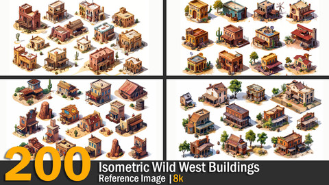 Isometric Wild West Buildings | Reference Images | 8K