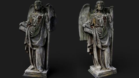 cemetery graveyard damaged figure moss photogrammetry