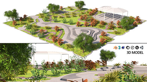 Terraced Park with Amphitheater 3d scene