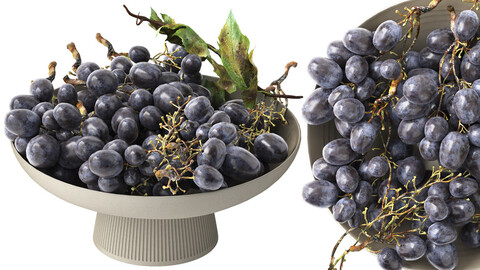 bowl of black grapes fruit