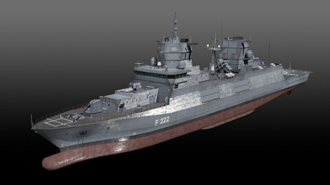 F125 Baden-Württemberg class frigate game-ready model