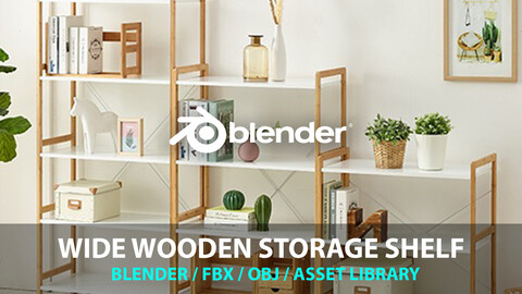 Wide wooden storage shelf