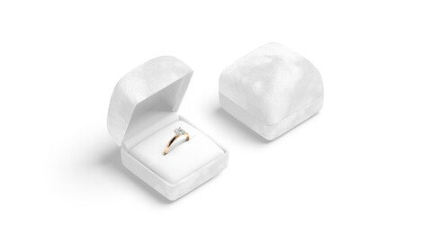 White Wedding Ring Box Set - opened and closed jewelry box