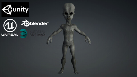 Classic Grey Alien Base Mesh/ Game Ready Character