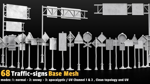 68 Road Sign Base Mesh Pack