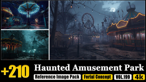 210 Haunted Amusement Park - Environment Concept Reference Image Pack v.199 |4K|