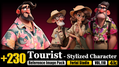 230 Tourist - Stylized Character Reference Image Pack v.110 |4K|