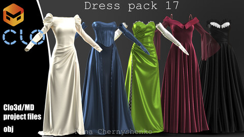 Dress pack 17. Marvelous Designer/Clo3d project + OBJ.