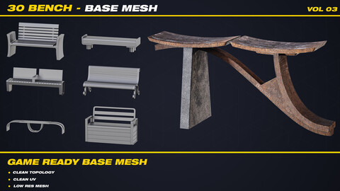 30 Bench Base Mesh - VOL 03 ( Game Ready )