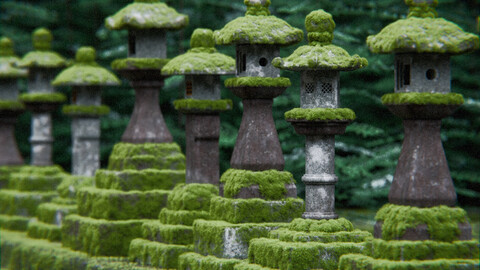 Japanese Lanterns 3d Scene