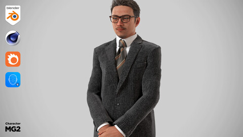 Modular Character - Asian Business Man 3D model - MG2 / Blender, UE5, C4D