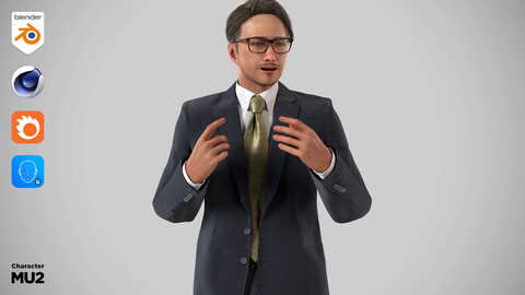 Modular Character - Asian Business Man 3D model - MU2 / Blender, UE5, C4D