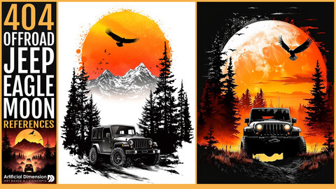 404 Offroad Jeep with Eagle and Moon