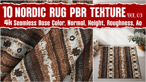 Nordic Rug VOL.03|4K Seamless PNG PBR Textures