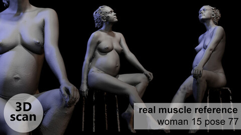 3D scan real muscle anatomy pregnant Woman 15 pose 77