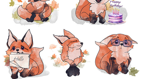 Autumn Fox patterns & stickers