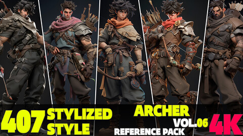 407 4K Stylized Archer Warrior Reference Pack Vol.06