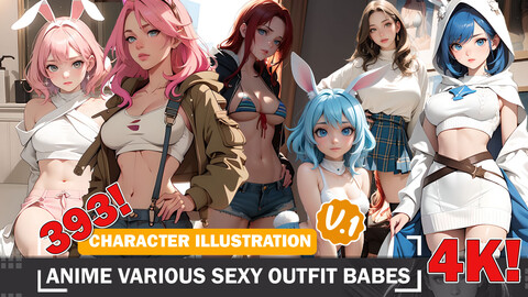 393 Anime Various Sexy Outfit Babes Diverse Outfit Character Design Reference Art V1 4K