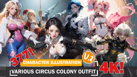 366 Anime Circus Colony Characters Trendy Outfits Diverse Outfit Character Design Reference Art V1 4K