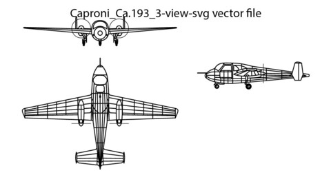 Caproni Ca 193 3 view svg vector file.eps