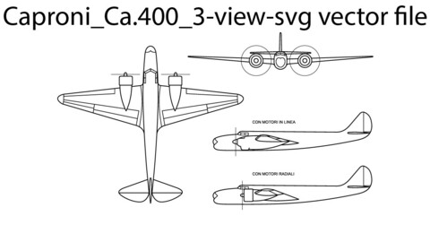 Caproni Ca 400 3 view svg vector file.eps