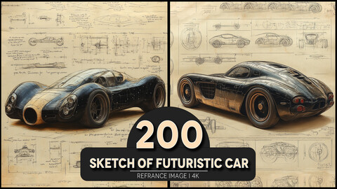 Sketch of Futuristic Car 4K Reference/Concept Images