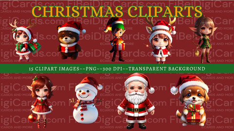 FiBeiDigiCards_Clipart - Title: Red Christmas