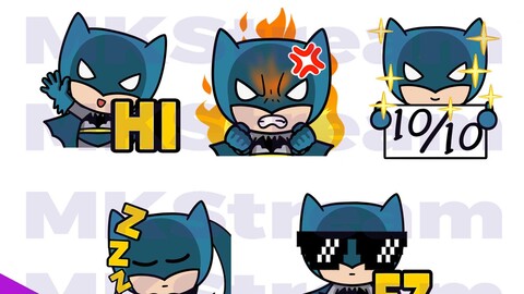 Emotes Chibi Batman waving, comfy, perfect, rage & ez pack