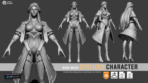 Stylized Character Mage Concept | Mage Character | FBX | Blender | OBJ | Polygroups By Parts