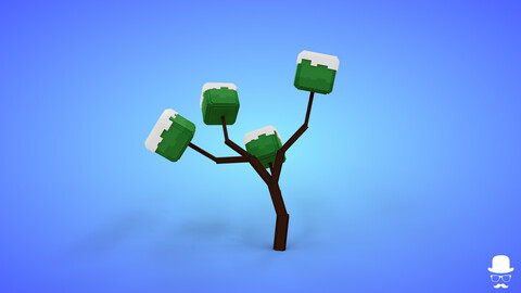 Voxel Tree 2.5 Model - 3D Lowpoly Game Asset