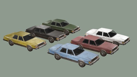 American Old Rusty Car Collection Pack 3D Model