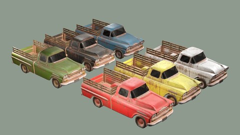 American Old Rusty Car XX Collection Pack 3D Model