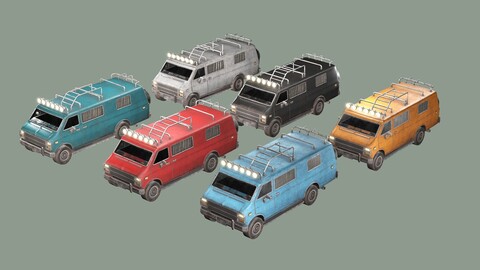 American Old Rusty Car WW Collection Pack 3D Model