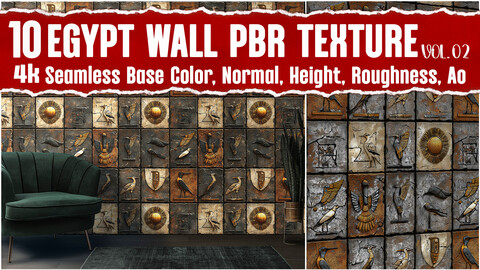 Egypt Wall VOL.02|4K Seamless PNG PBR Textures