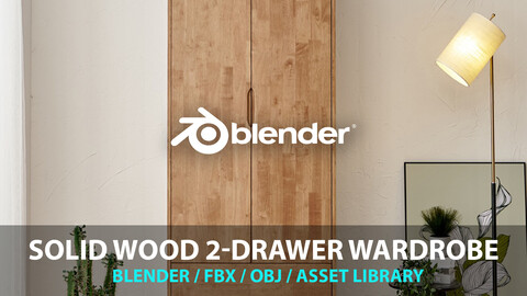 Solid Wood 2-Drawer Wardrobe