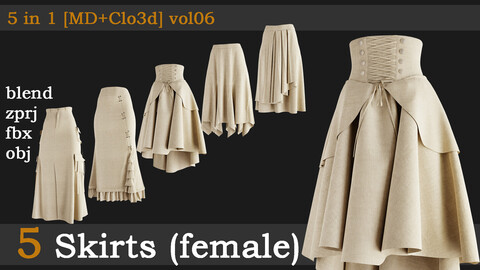 5 Skirts(female) [fbx+obj+zprj+blend] vol06