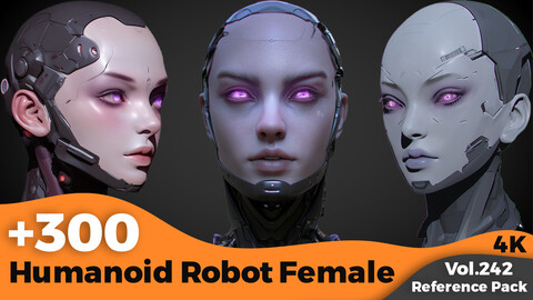 +300 Humanoid Robot Female Head Sculpt Reference(4k)