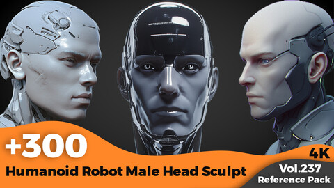 +300 Humanoid Robot Male Head Sculpt Reference(4k)