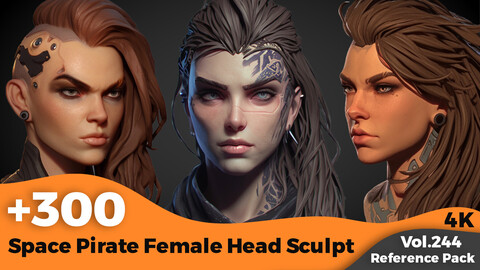 +300 Space Pirate Female Head Sculpt Reference(4k)