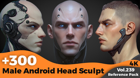 +300 Male Android Head Sculpt Reference(4k)