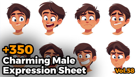 +300 Charming Male Expression Sheet Concept(4k)