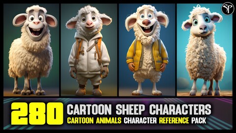 280 Cartoon Sheep Characters | 4K Reference Image Pack