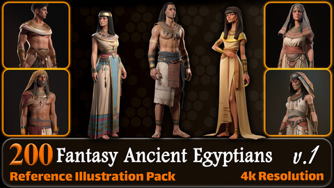 200 Fantasy Ancient Egyptians Reference Pack | 4K | v.1