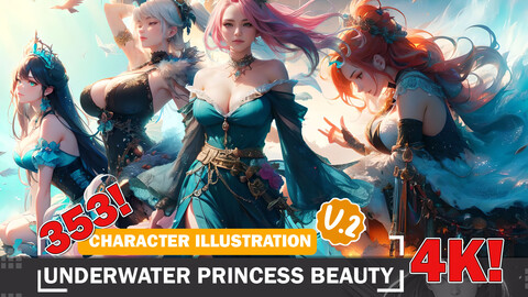 353 Underwater Princess Beauty - Character Reference Ideas and Design Inspiration Art V2 4K