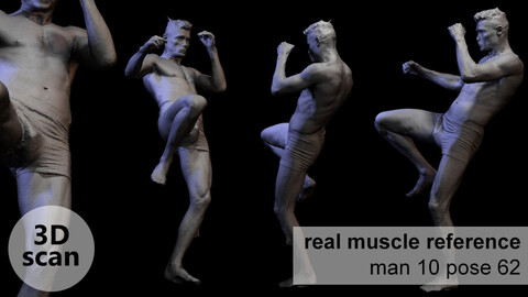 3D scan real muscle anatomy Man 10 pose 62