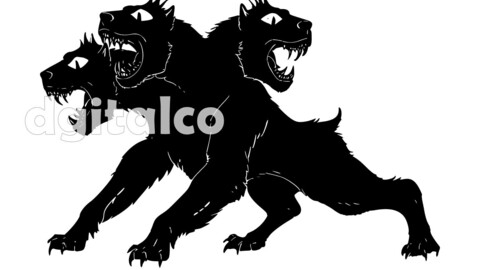 Fierce Cerberus Three-Headed Vector Graphic Pack – Multi-Format Files for Apparel & More