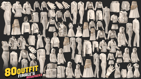 80 models of male's outfit megapack85%off/ marvelous & clo3d / OBJ / FBX