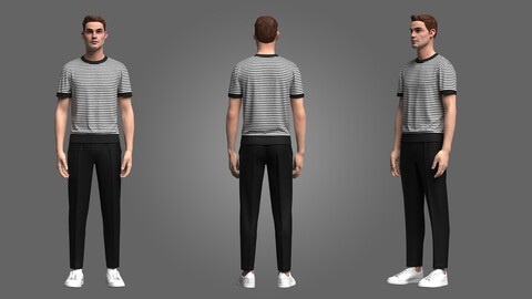 Male T-shirt and pant Outfit _3D Model